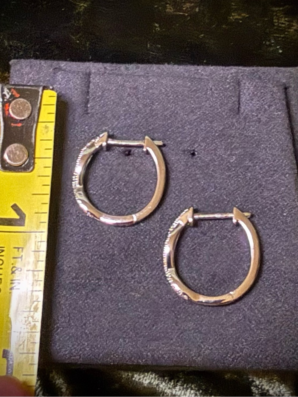 925 Sterling Silver Hoop Earrings with Moissanite Pavé Accents - Picture 6 of 8